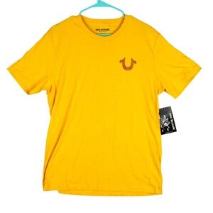 True Religion Brand Jeans Men's L Crew Neck Horseshoe T Shirt Heather Yellow NTW